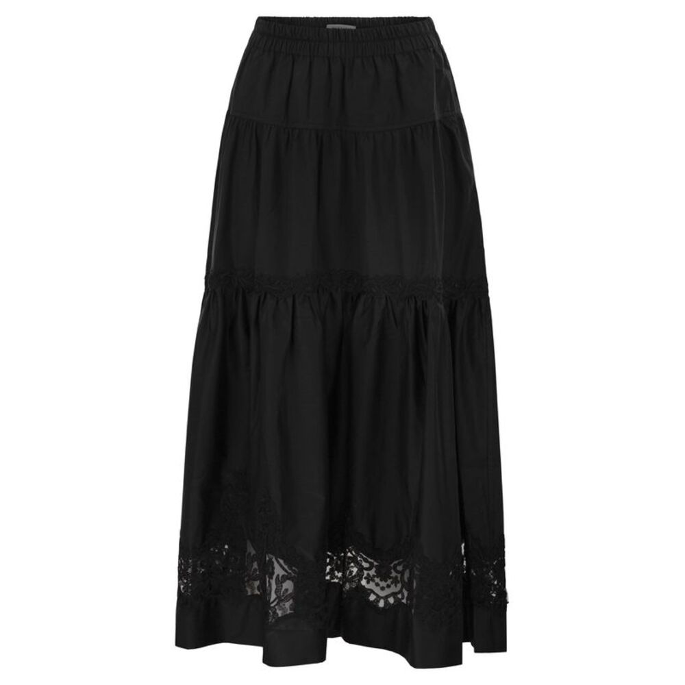 Maurizio Mykonos Women Cotton And Rayon Midi Skirt With Embroidered Inserts